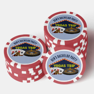 Fichas De Póquer Fiesta de Soltero Personalizable en Las Vegas Casi