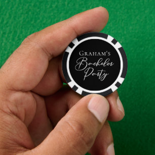 Fichas De Póquer Fiesta de Soltero Personalizada Blanco y Negro