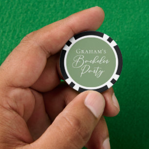 Fichas De Póquer Fiesta de Soltero Verde Salvia Personalizada