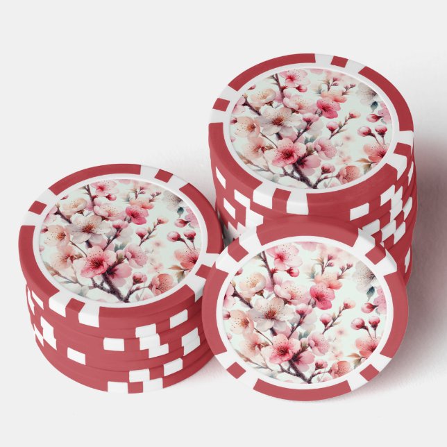Fichas De Póquer Flor de Cerezo (Pila)