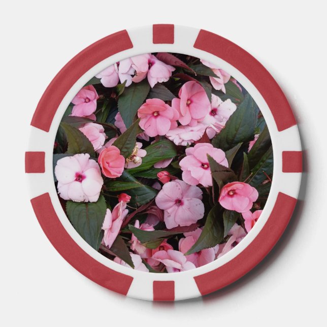 Fichas de póquer florales rosadas elegantes (Anverso)