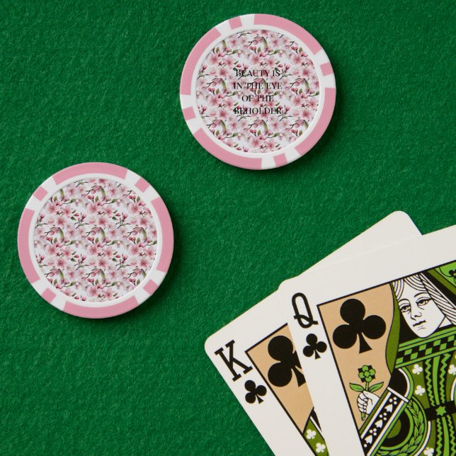 Fichas De Póquer Flores bonitas de cerezo rosadas (Mesa de Poker (Doble))
