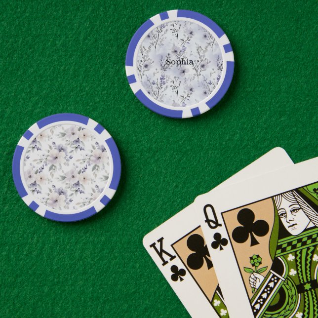 Fichas De Póquer Flores Moradas Bonitas   (Mesa de Poker (Doble))