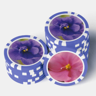 Fichas De Póquer Flores violetas africanas rosas y azules