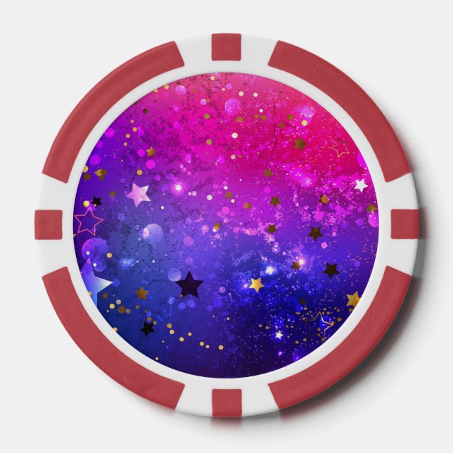 Fichas De Póquer Fondo azul rosa brillante (Anverso)