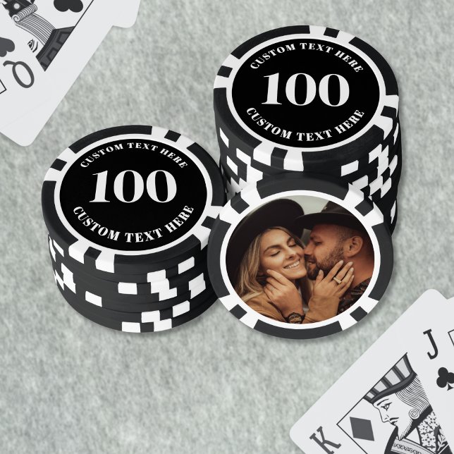 Fichas De Póquer Foto Black 100 Numerado (Photo Black 100 Numbered Poker Chips)