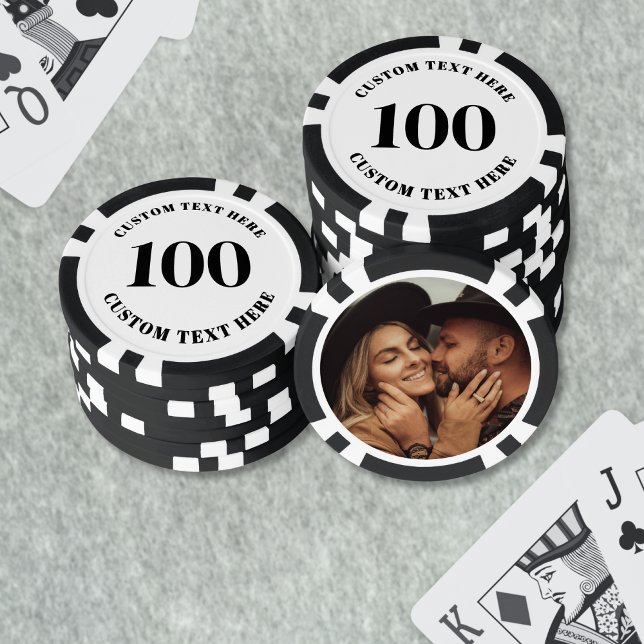 Fichas De Póquer Foto Blanco Negro 100 Numeradas (Photo Black White 100 Numbered Poker Chips)