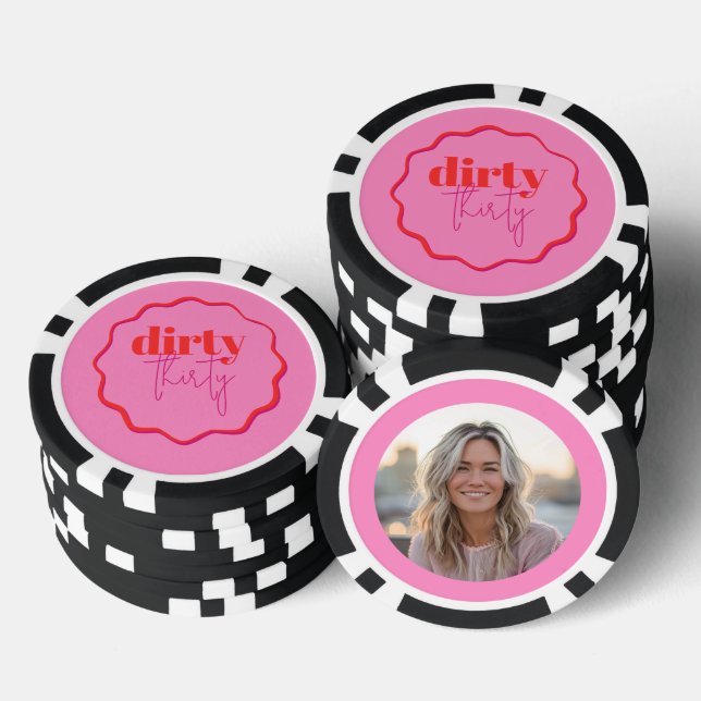 Fichas De Póquer Foto del personalizado 30th Birthday Poker Chip Di (Pila)
