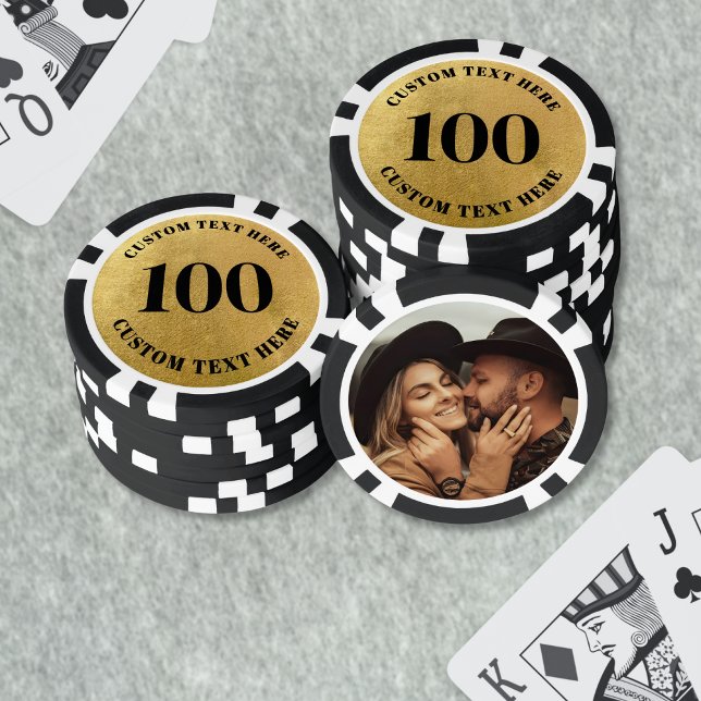 Fichas De Póquer Foto Gold 100 Numerada (Photo Gold 100 Numbered Poker Chips)
