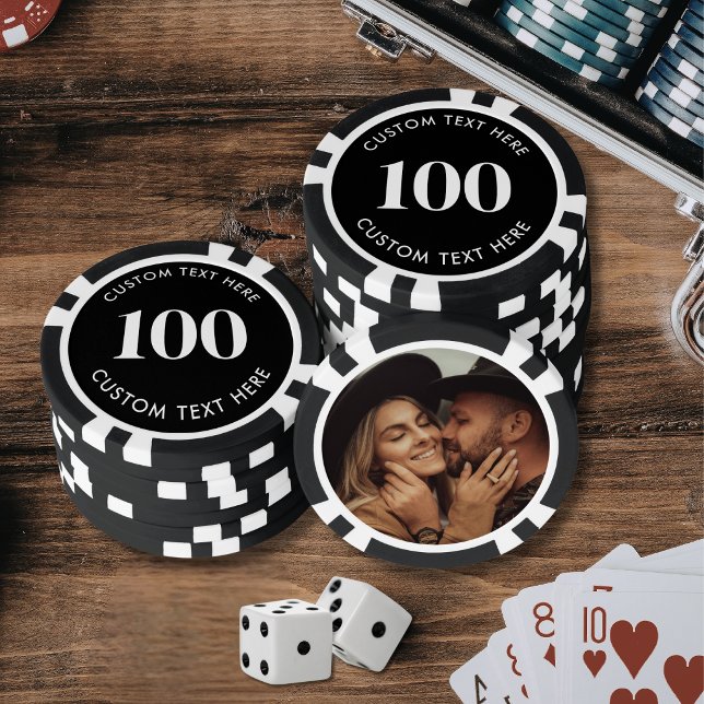 Fichas De Póquer Foto Negra 100 Numerada (Photo Black 100 Numbered Poker Chips)