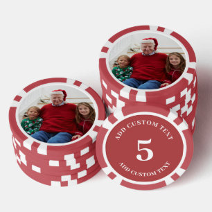 Fichas De Póquer Foto personalizada Juego de 5 números rojos