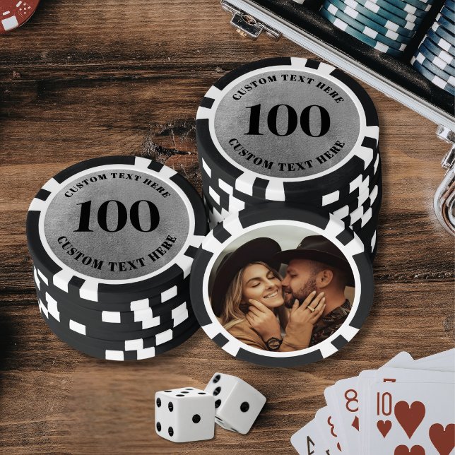 Fichas De Póquer Foto Plata 100 Numerada (Photo Silver 100 Numbered Poker Chips)