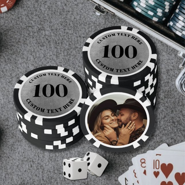 Fichas De Póquer Foto Plata 100 Numerada (Photo Silver 100 Numbered Poker Chips)