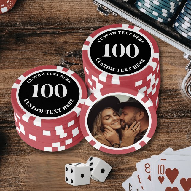 Fichas De Póquer Foto Rojo 100 Numerado (Photo Red 100 Numbered Poker Chips)