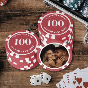 Fichas De Póquer Foto Rojo 100 Numerado