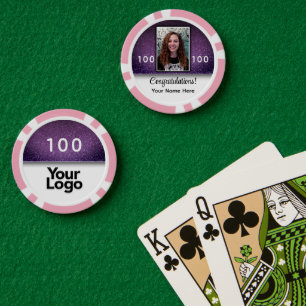 Fichas De Póquer Fotografía Purpurina Púrpura Felicitaciones Logoti