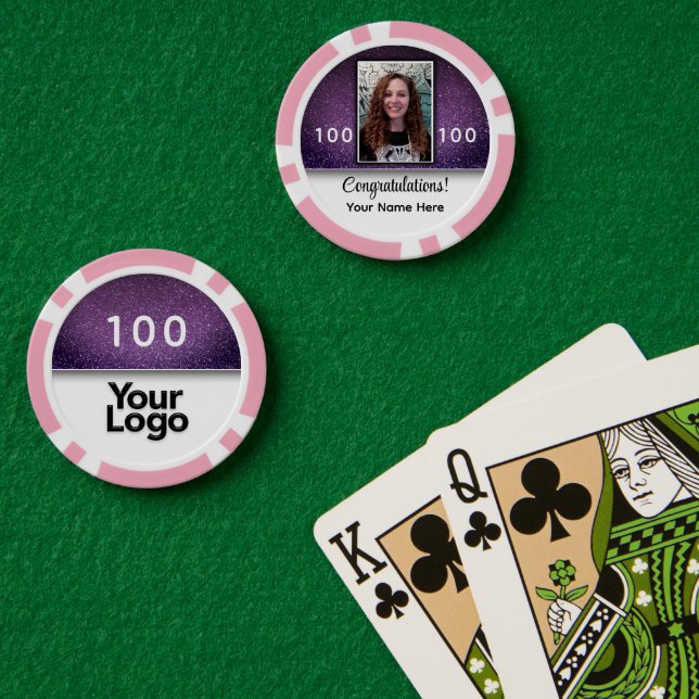 Fichas De Póquer Fotografía Purpurina Púrpura Felicitaciones Logoti (Mesa de Poker (Doble))