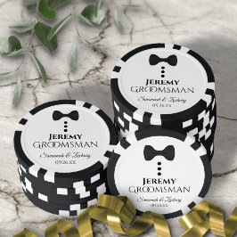 Fichas De Póquer Fun Black Bow Tie & Button Groomsman Boda