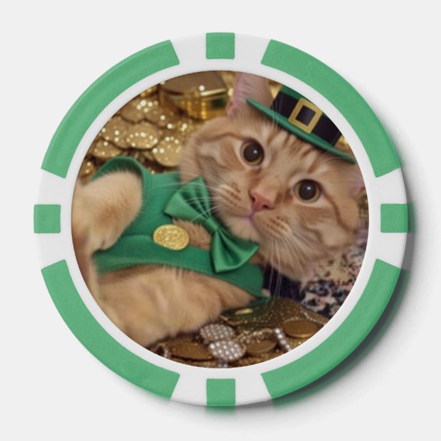 Fichas De Póquer Funny Irish Cat Lucky Poker Chip (Anverso)