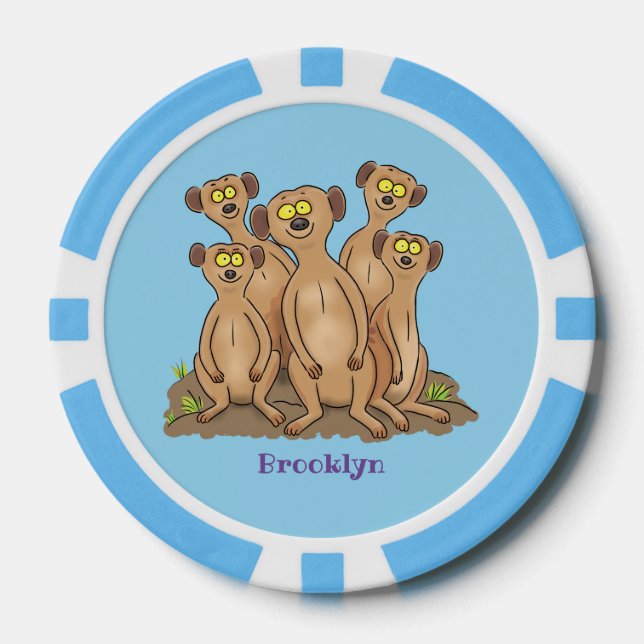 Fichas De Póquer Funny meerkat ilustracion personalizado familiar (Anverso)