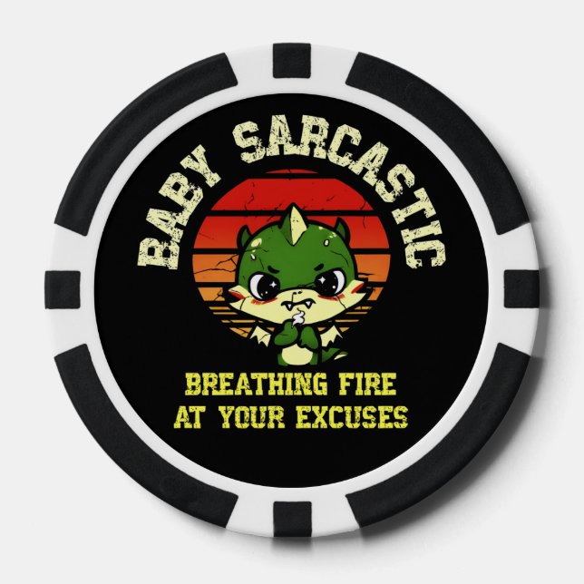 Fichas De Póquer Funny Motivational Dragon - Burn Your Excuses  (Anverso)