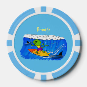 Fichas De Póquer Funny personalizado de surf con lagarto frito