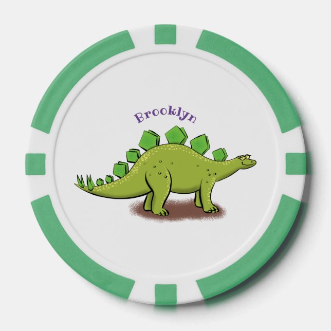 Fichas De Póquer Funny stegosaurus dinosaur personalizado (Anverso)