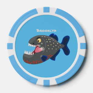 Fichas De Póquer Furioso ilustracion personalizado de piranha