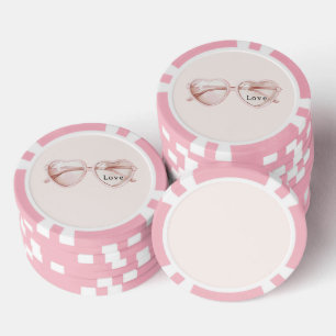 Fichas De Póquer Gafas de Corazón Rosa Amor