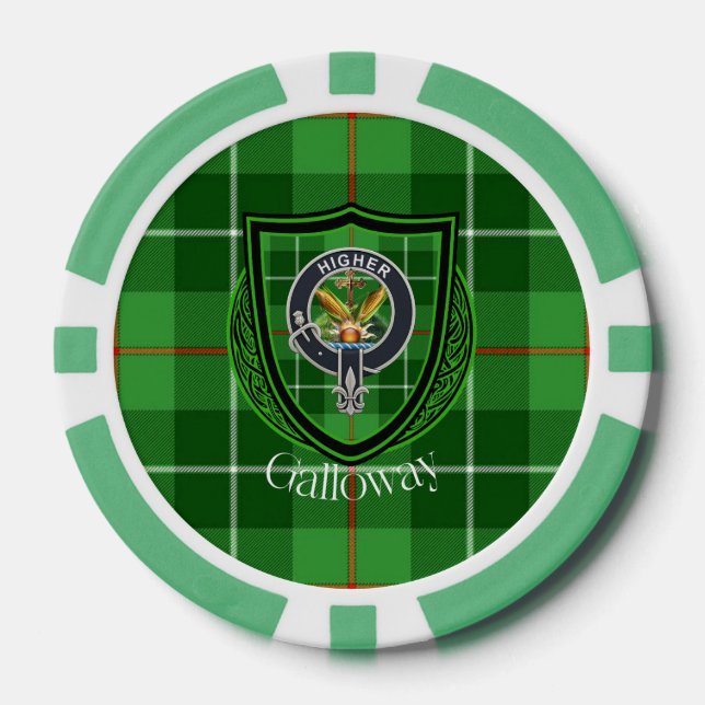 Fichas De Póquer Galloway Scottish Clan Tartan & Crest (Anverso)