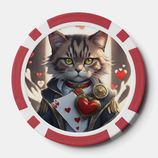 Fichas De Póquer Gato Ace of Hearts (Reverso )