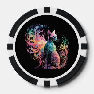 Fichas De Póquer Gato holográfico espectral: un prisma de elegancia