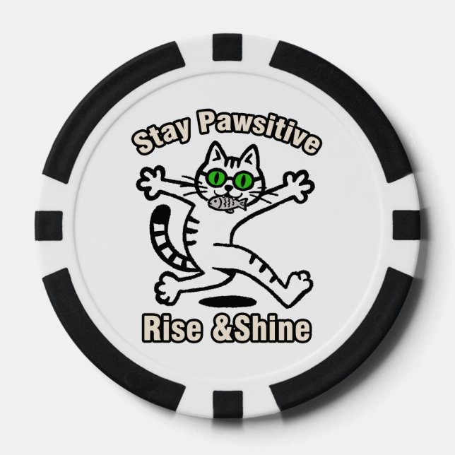Fichas De Póquer Gato Mantén Positividad (Anverso)