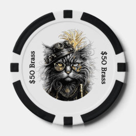 Fichas De Póquer Gato Steampunk apuesta con diversión de latón