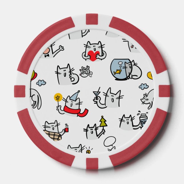Fichas De Póquer Gatos divertidos, leche y magia. (Anverso)