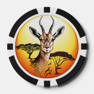 Fichas De Póquer Gazelle Animal salvaje Antelope africano