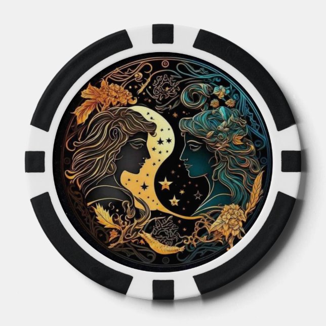 Fichas De Póquer Gemini Zodiac Poker Chips - Astrología Casino Chip (Anverso)