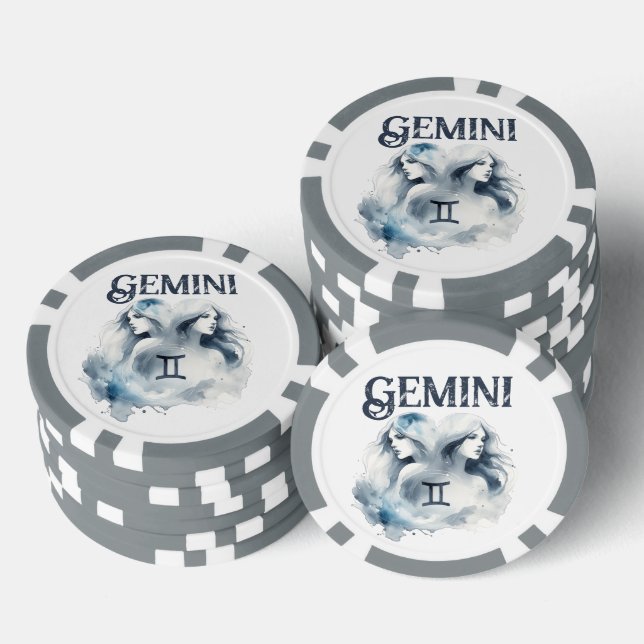 Fichas De Póquer Gemini Zodiac Rótulo Fiesta de cumpleaños temática (Pila)