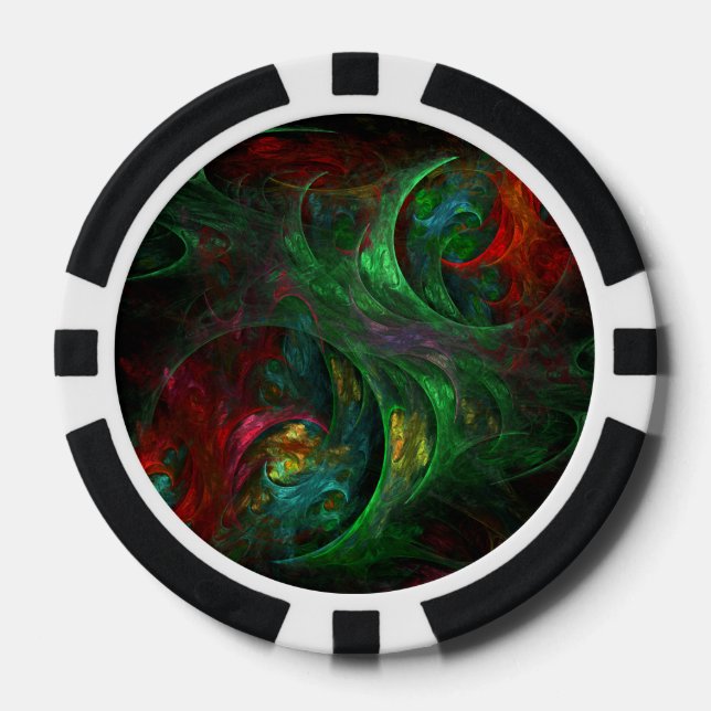 Fichas De Póquer Génesis Arte abstracto verde (Anverso)