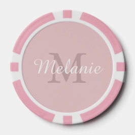 Fichas De Póquer Girly Pink Custom Monogram Name and Initial
