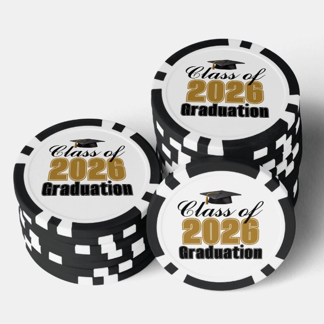 Fichas De Póquer Gold Black Class of 2026 Graduation Party (Pila)