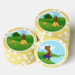 Fichas De Póquer Golfistas mujeres: 1 preparándose para salir y 1 c