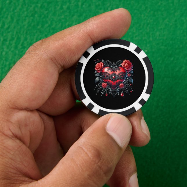 Fichas De Póquer Gothic Heart Valentine Poker Chips (Mano)