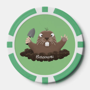 Fichas De Póquer Gracioso gopher digging personalizado ilustracion