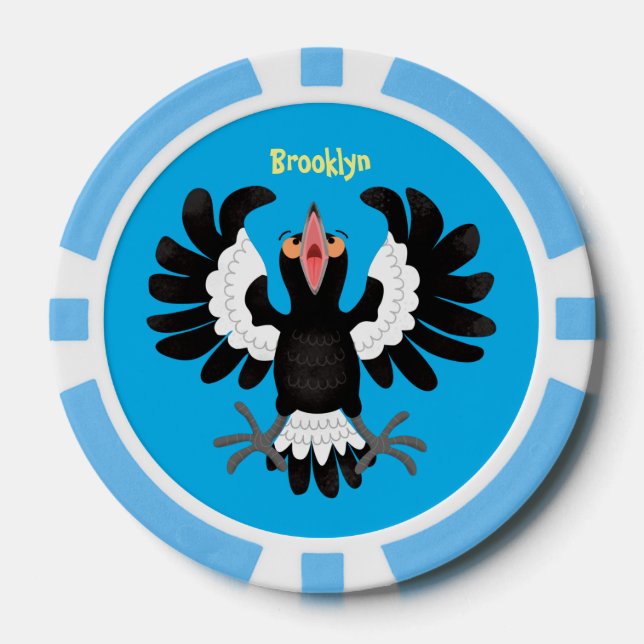 Fichas De Póquer Gracioso ilustracion de personalizado magpie austr (Anverso)