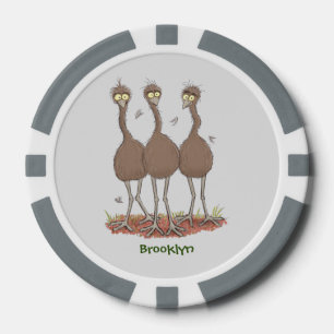 Fichas De Póquer Gracioso ilustracion del trío de emu australiano p