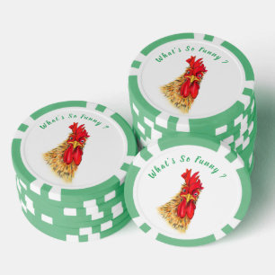Fichas De Póquer Gracioso sorpresivo Rooster Poker Chips - Texto Pe