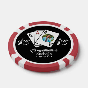 Fichas De Póquer Grad Party Favor Vegas Chips, Foto Personalizada
