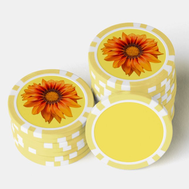 Fichas De Póquer Gradiente de Flor Amarillo Naranja Brillante Recor (Pila)