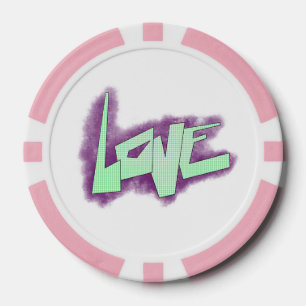 Fichas De Póquer graffiti de amor morado verde menta tipografía pun